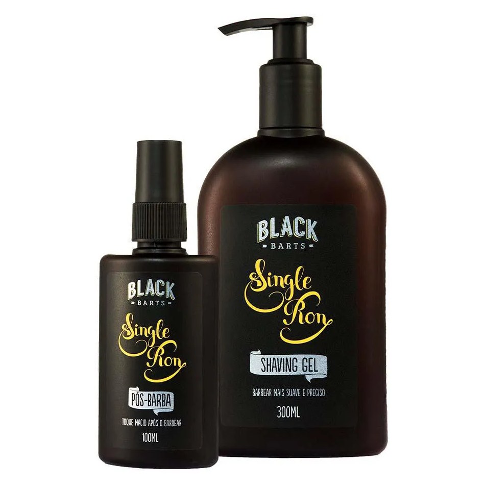 Kit Barbear Shaving Gel + Pós Barba Spray Single Ron Black Barts