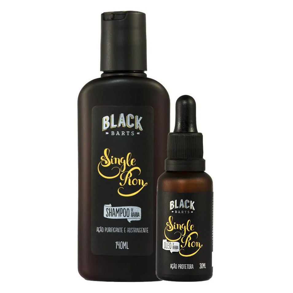 Kit Shampoo de Barba + Óleo Hidratante Single Ron Black Barts