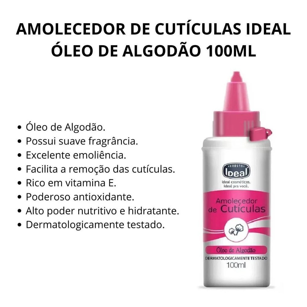 Amolecedor de Cutículas Ideal Óleo de Algodão 100ml