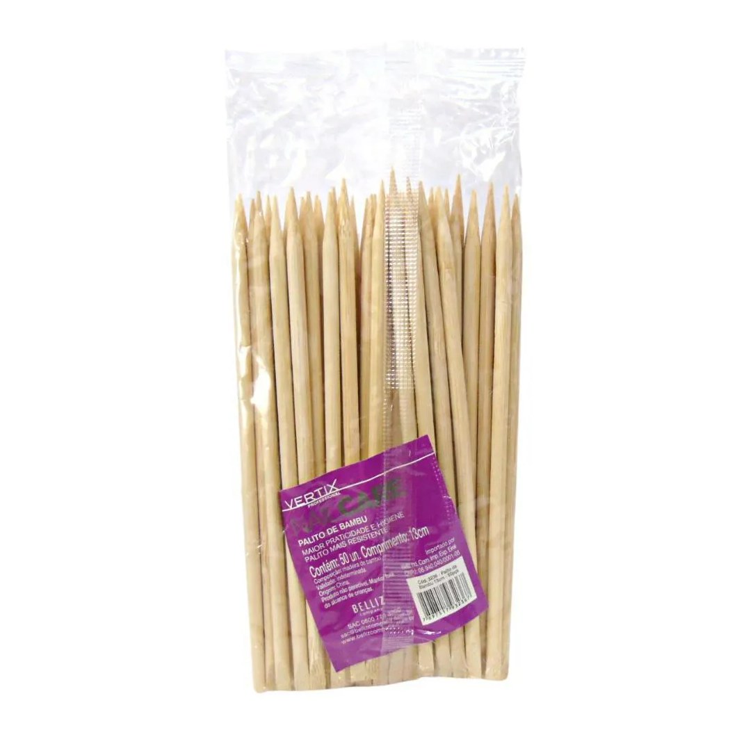 Palito de Bambu Vertix Nail Care C/50 Uni Cód.3236