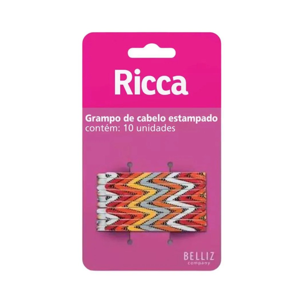 Grampo de Cabelo Estampado Ricca Style Étnico C/10un Cód.1030