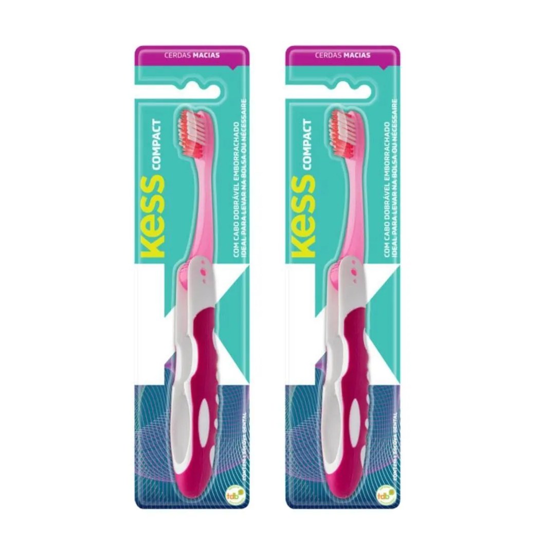 Kit Escova Dental Compact Macia Kess Belliz Rosa C/2