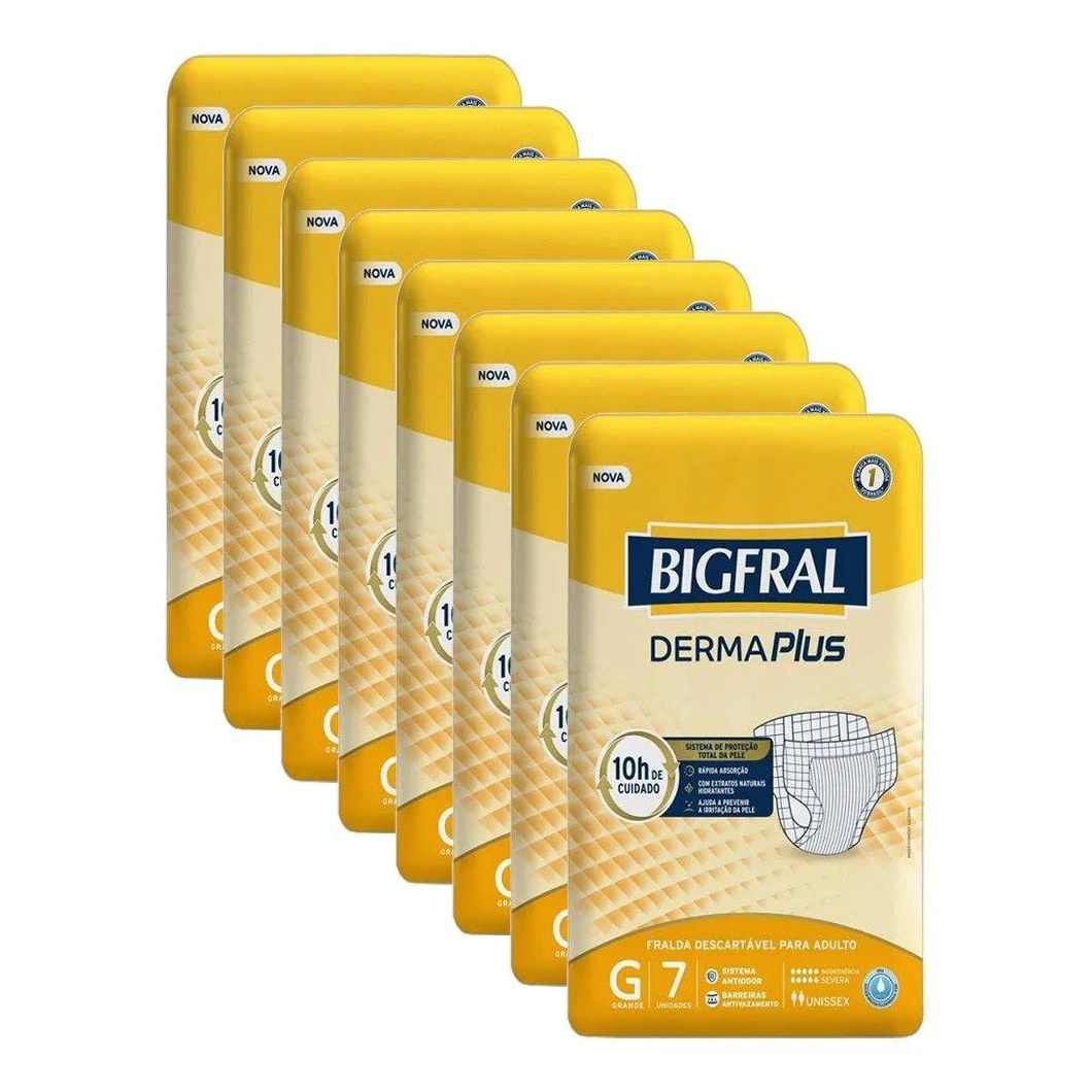 Fralda Geriátrica Bigfral Derma Plus G - 8 Pacotes C/ 7 Fraldas