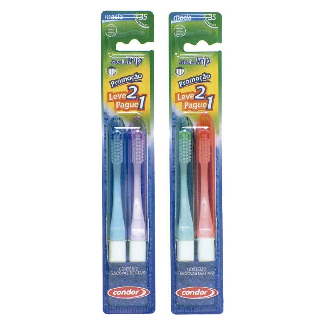 Escova Dental Condor Trip 8035-0 - 6 Embalagens com 2 unidades