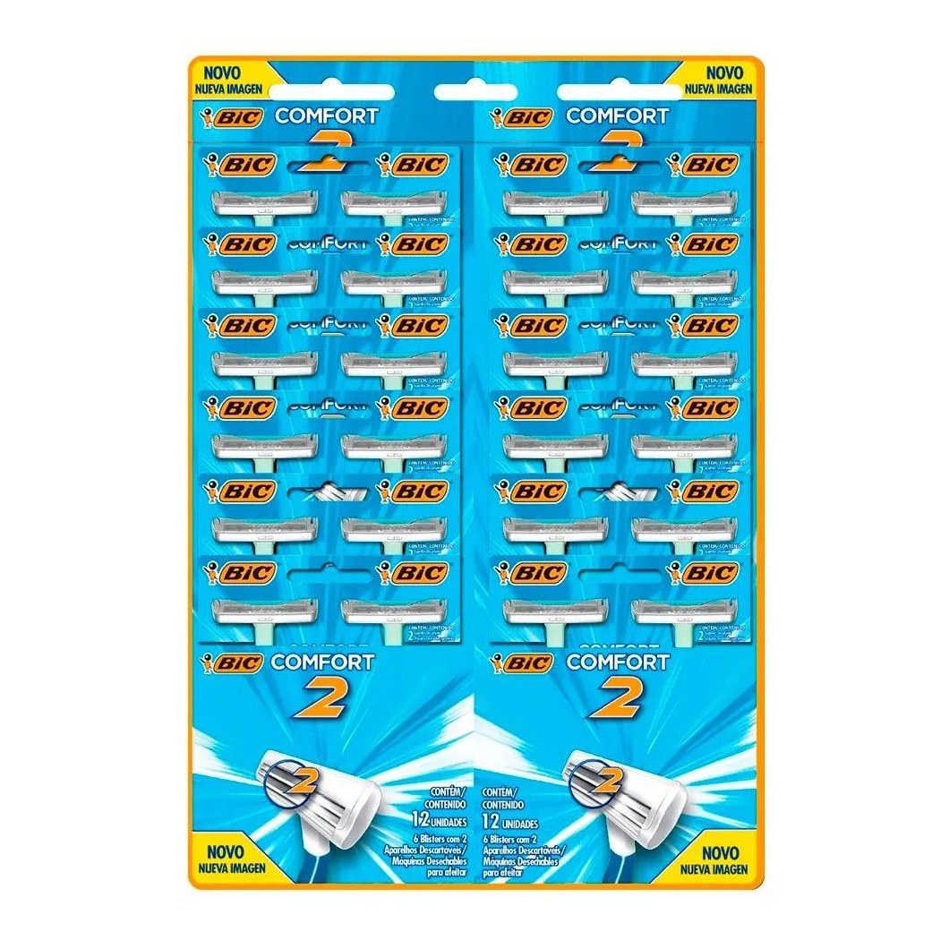 Aparelho Bic Comfort 2 Pele Normal 12 Embalagens com 2 unidades