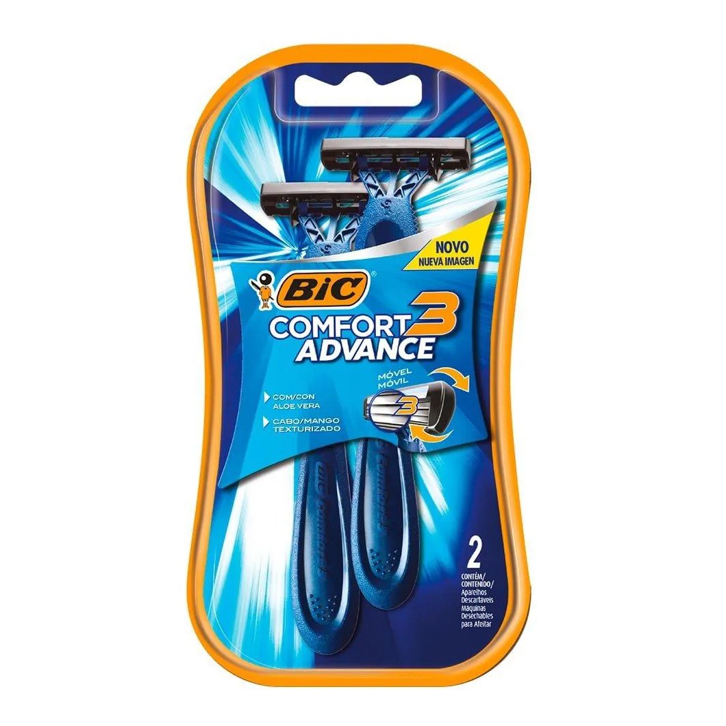 Aparelho Bic Comfort 3 Cabeça Móvel Pele Normal 12 Embalagens com 2 unidades