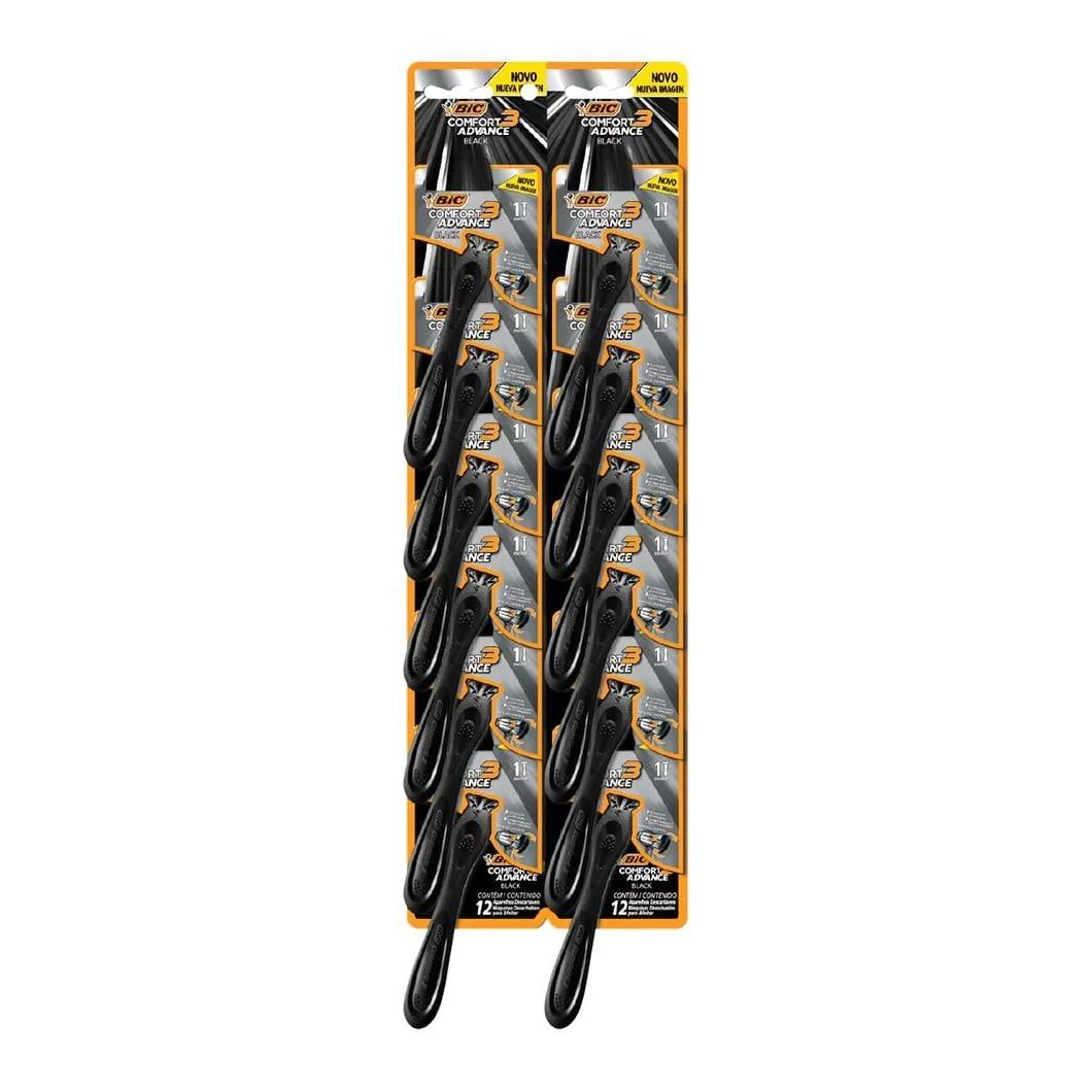 Aparelho Bic Comfort 3 Black Night Embalagem com 12 unidades