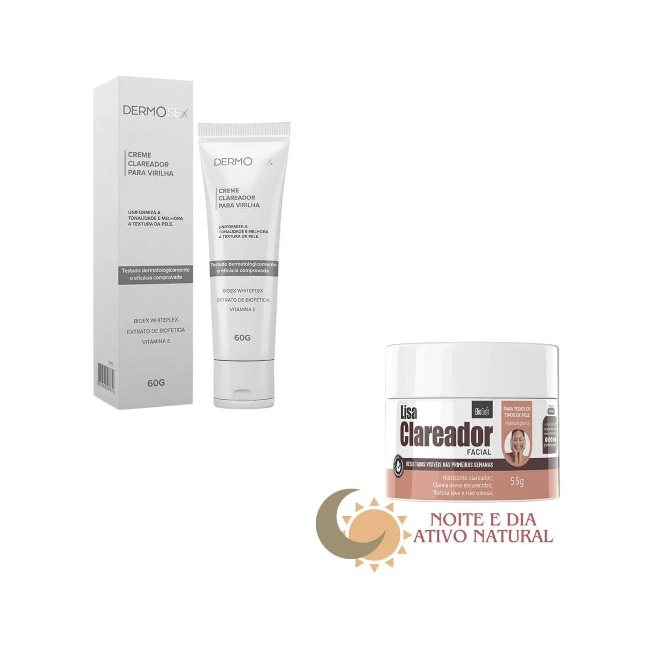 Creme Clarear Virilha + Clareador Facial Combo Mancha Escura