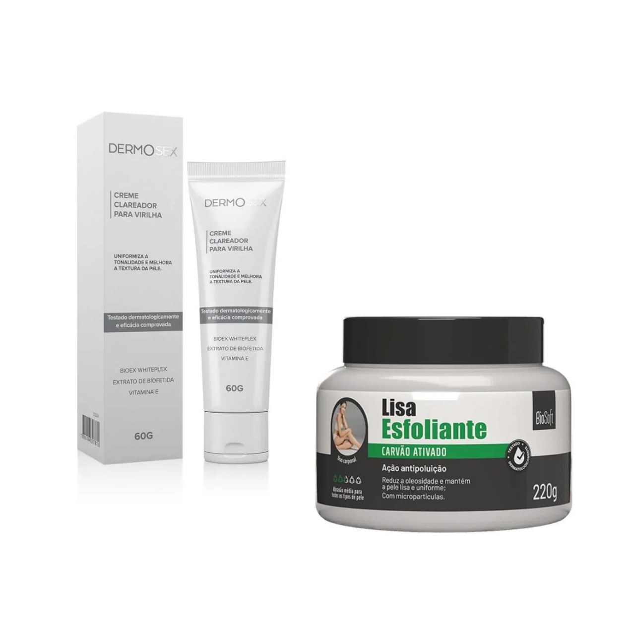Clareador Íntimo Kit Creme e Esfoliante Virilha Axila e Coxa