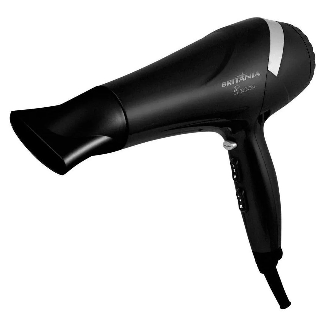 SECADOR DE CABELO BRITâNIA SP3100 COM 2 VELOCIDADES, 3 TEMPERATURAS, 2000W, PRETO 220
