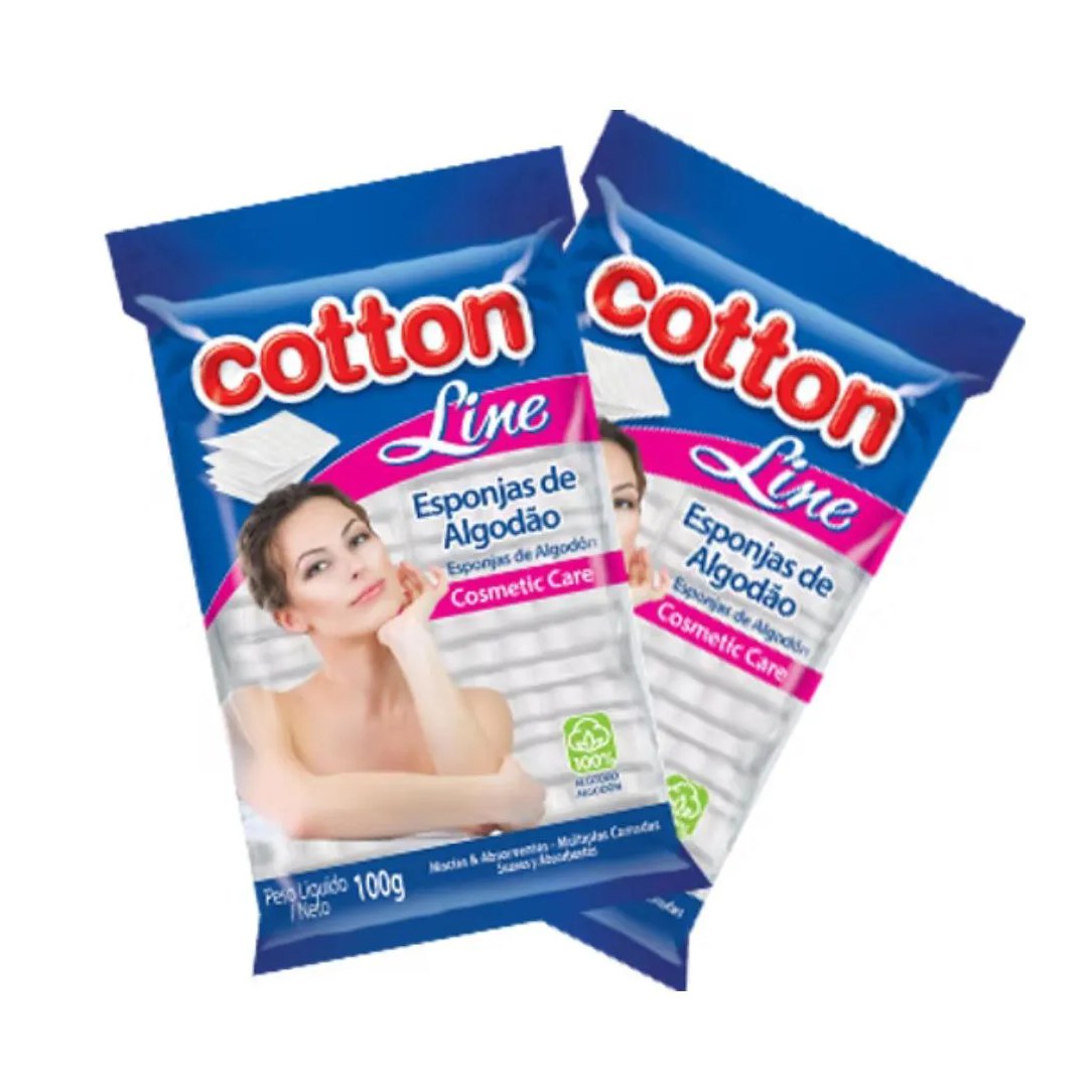 Algodão Esponja Facial 100g Macio e Absorvente Cotton Line