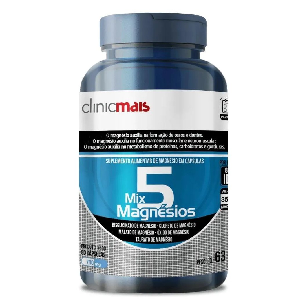 5 Mix Magnésios 90 cápsulas - Clinicmais