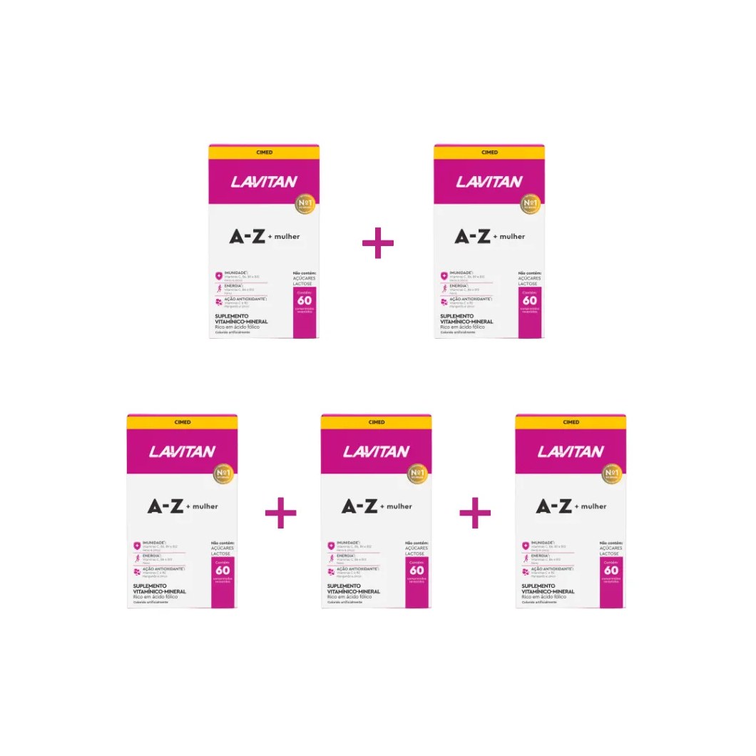 Kit 5 Lavitan A-z Mulher Suplemento com 60 cápsulas - Cimed