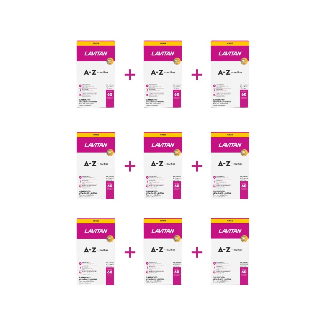 Kit 9 Lavitan A-z Mulher Suplemento com 60 Capsulas - Cimed