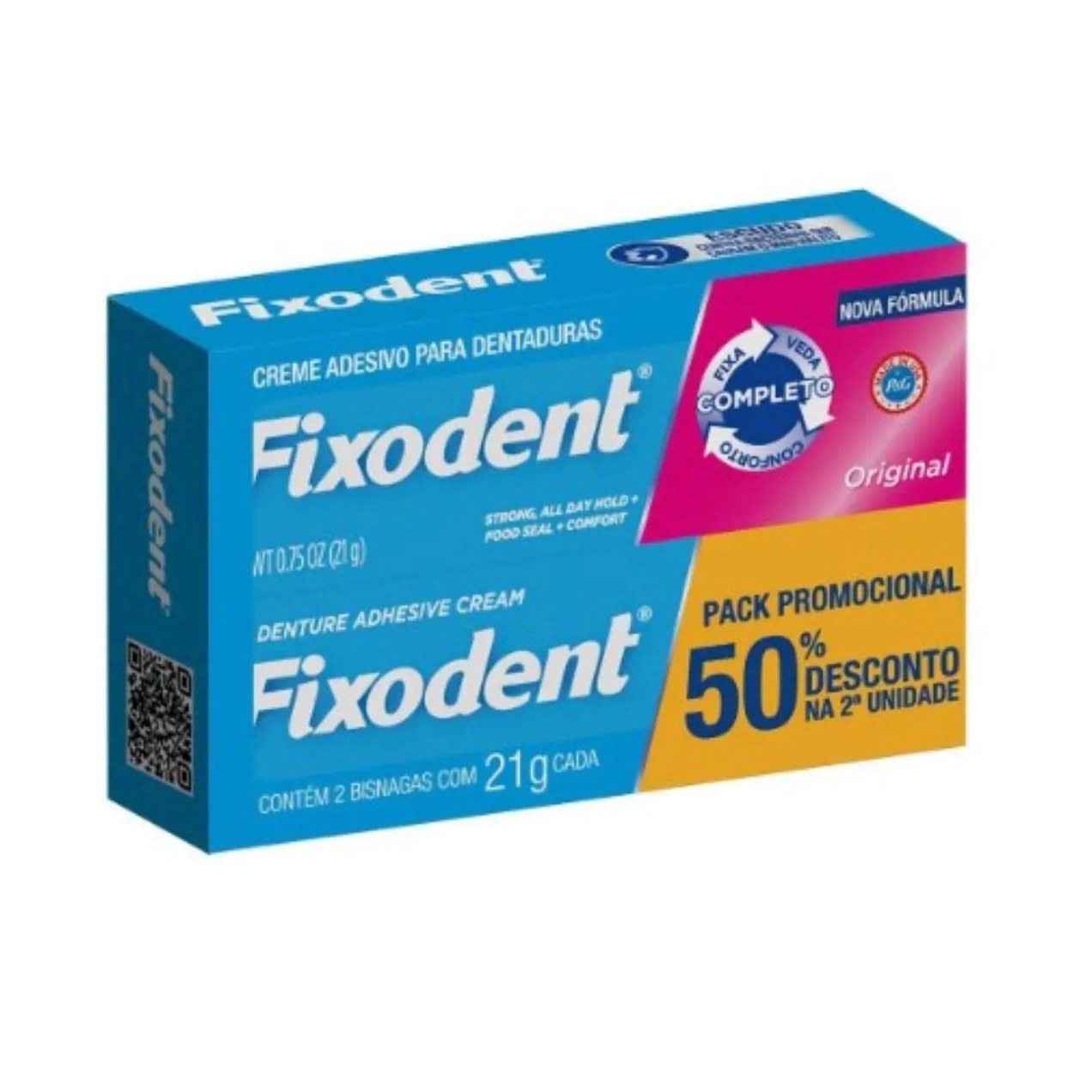 Creme Adesivo Para Dentadura Original Fixodent - Pack Com 2 Unidades de 21G