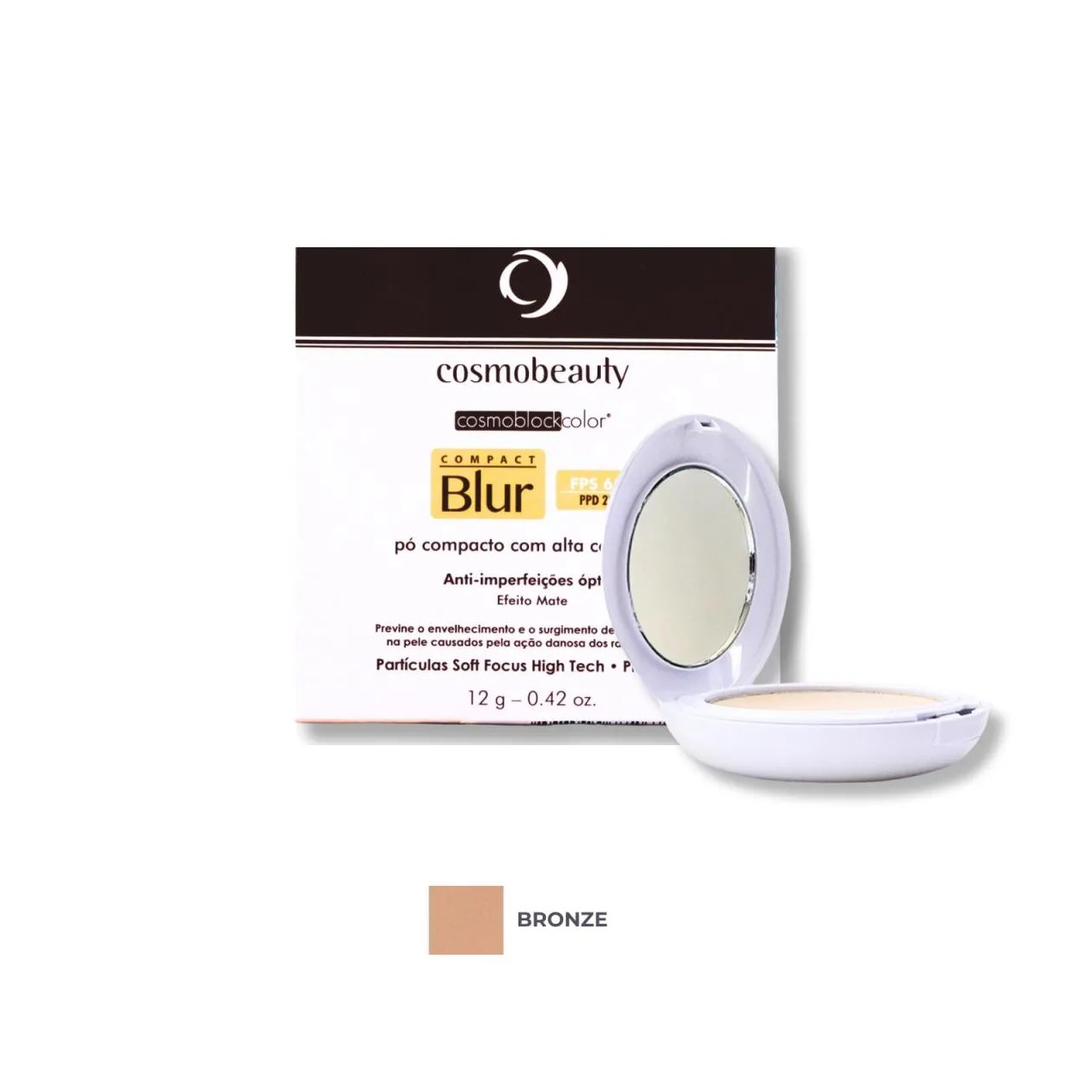 Cosmobeauty Filtro Solar em Pó Compact Blur Efeito Mate Fps 65 - Bronze