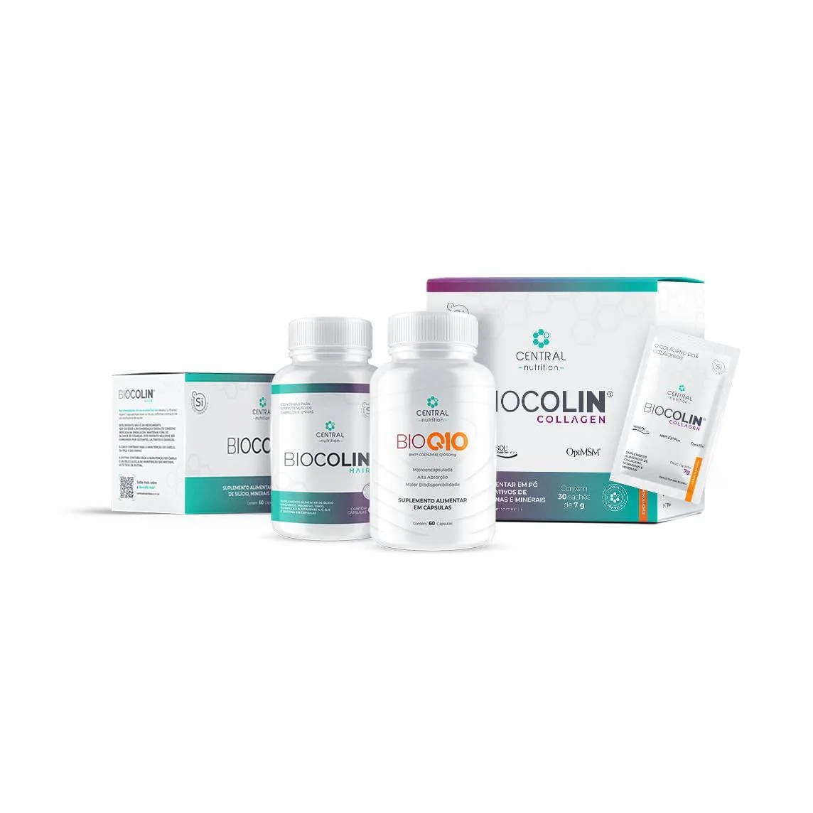 Protocolo Beleza e Energia (biocolin® - Collagen + Biocolin® - Hair + Bio Q10 50mg)