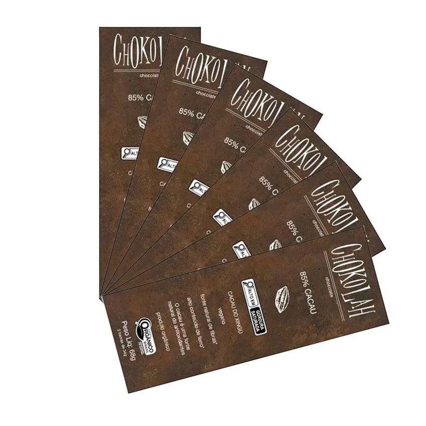 Kit 6x: Chocolate 85% Cacau com Açúcar Demerara Orgânico Chokolah 68g