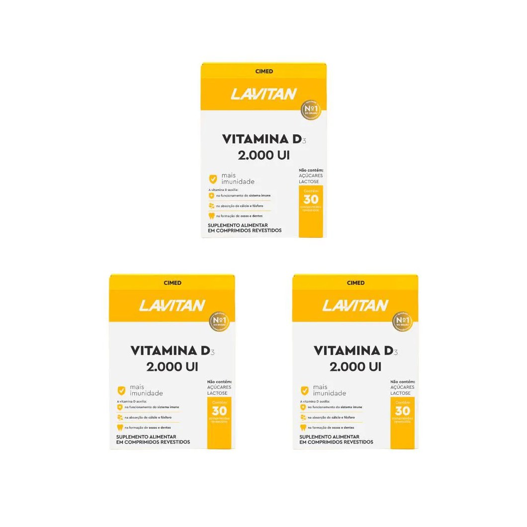 KIT 3 LAVITAN VITAMINA D 2.000UI - 30 CPR - CIMED