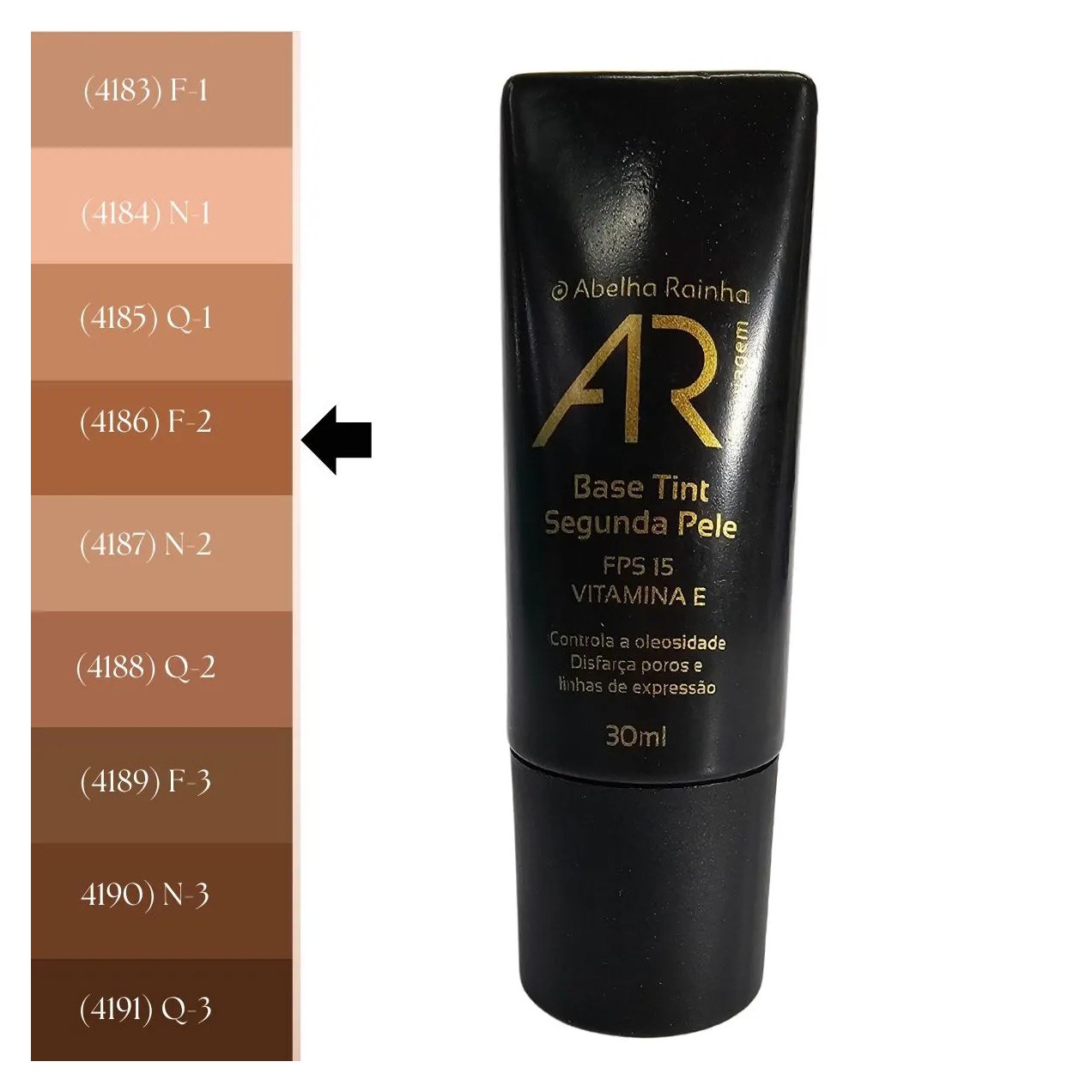 Base Tint Segunda Pele Bege Médio F-2 Fps 15 Ar Maquiagem Abelha Rainha 30ml