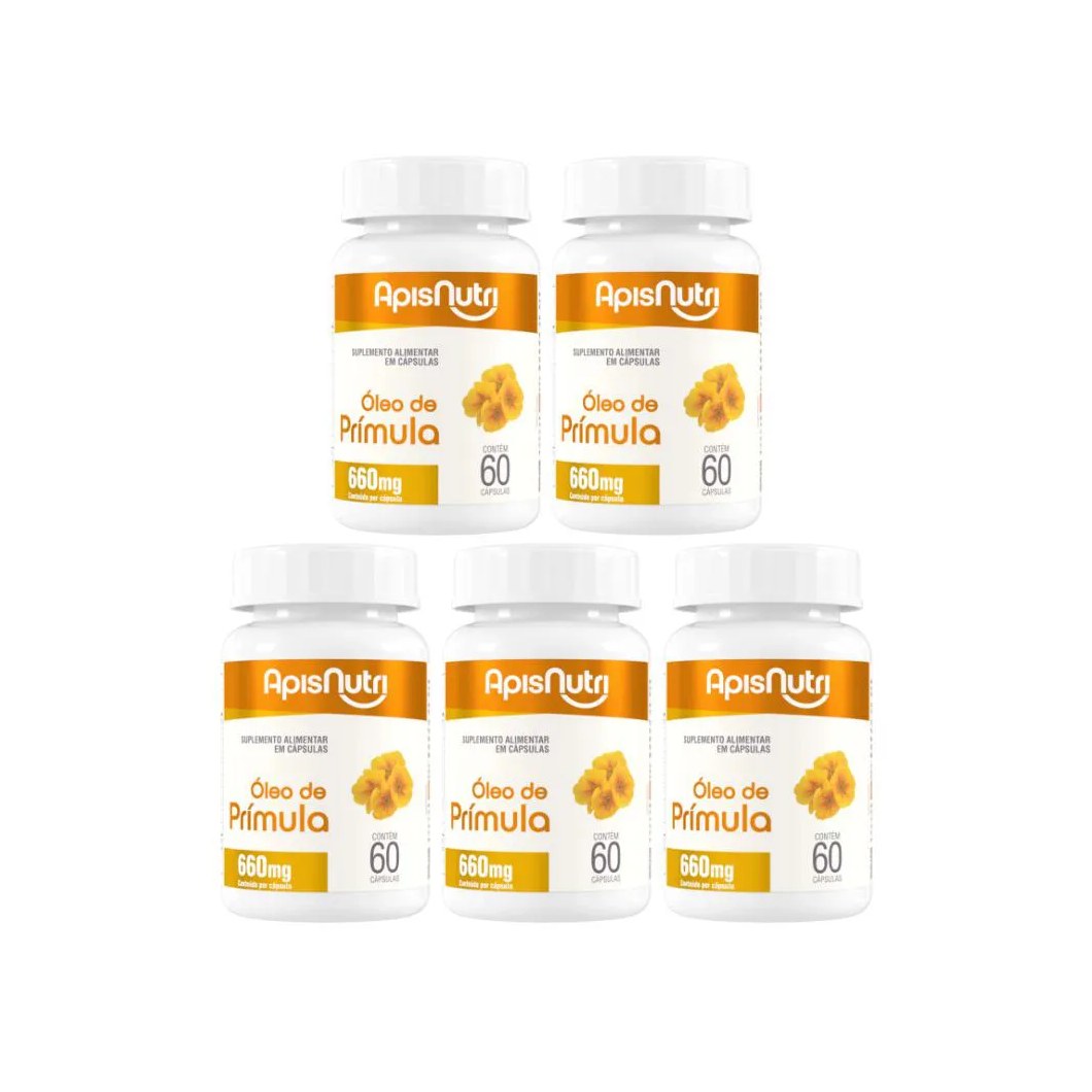 Kit 5 Óleo de Prímula 660mg - 60 cápsulas - Apisnutri