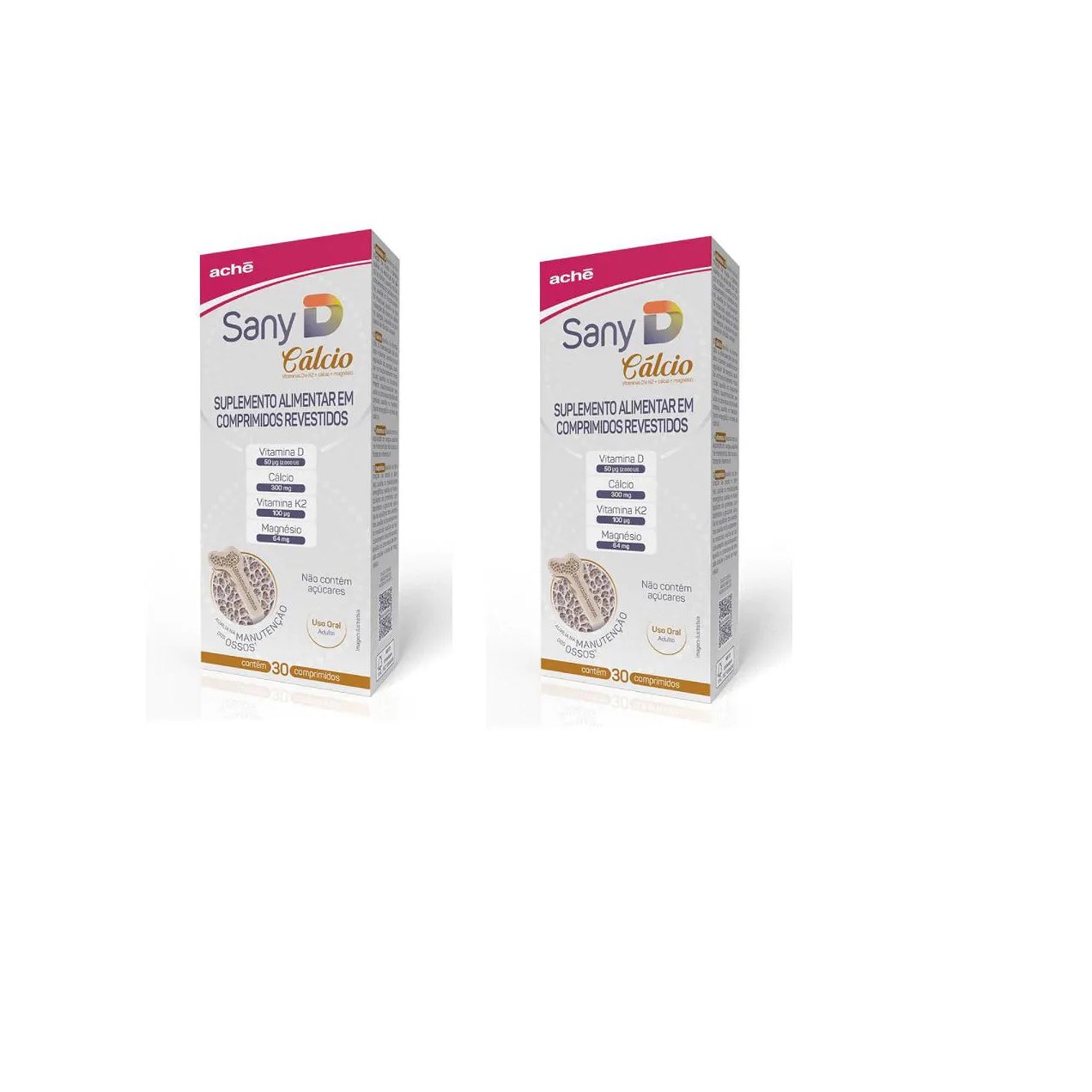 Kit 02 Suplemento Alimentar Sany D Cálcio 30 Cpr – Ache