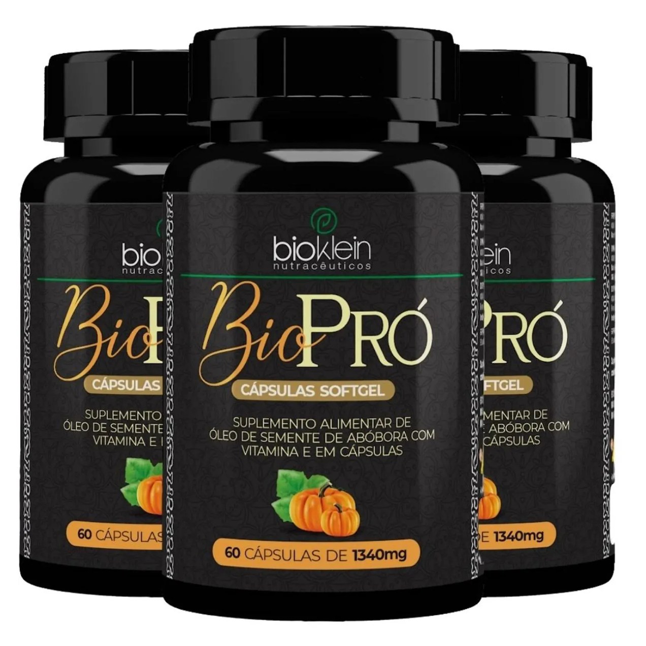 Kit 3x Biopró (óleo de Semente de Abóbora + Vitamina E) 1340mg 60 Softgels - Bioklein