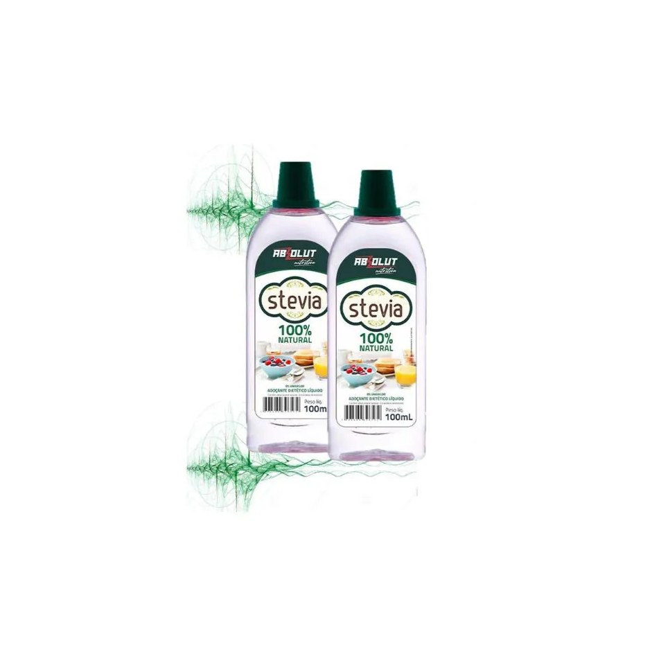Kit 2 Adoçante Stevia 100ml 100% Natural Não Amarga Vegano