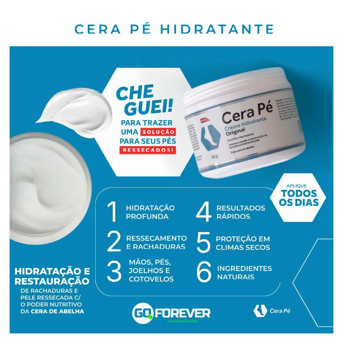 Cera Pé Hidratante para Os Pés Restaurador Pés e Rachaduras 50g