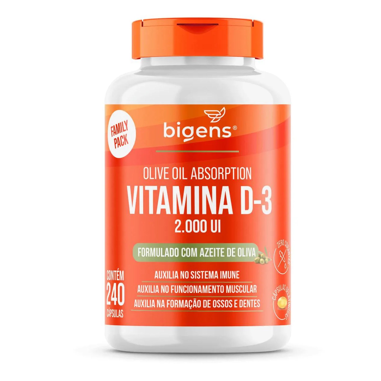 Bigens Vitamina D3 2000ui Óleo de Oliva 240 Cápsulas