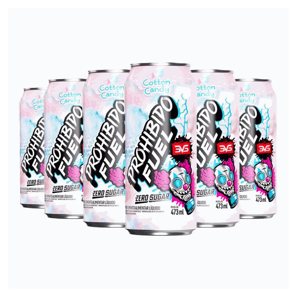 Prohibido Fuel Pré - Treino Drink Pack (6 unidades. de 473ML) - Sabor: Cotton Candy
