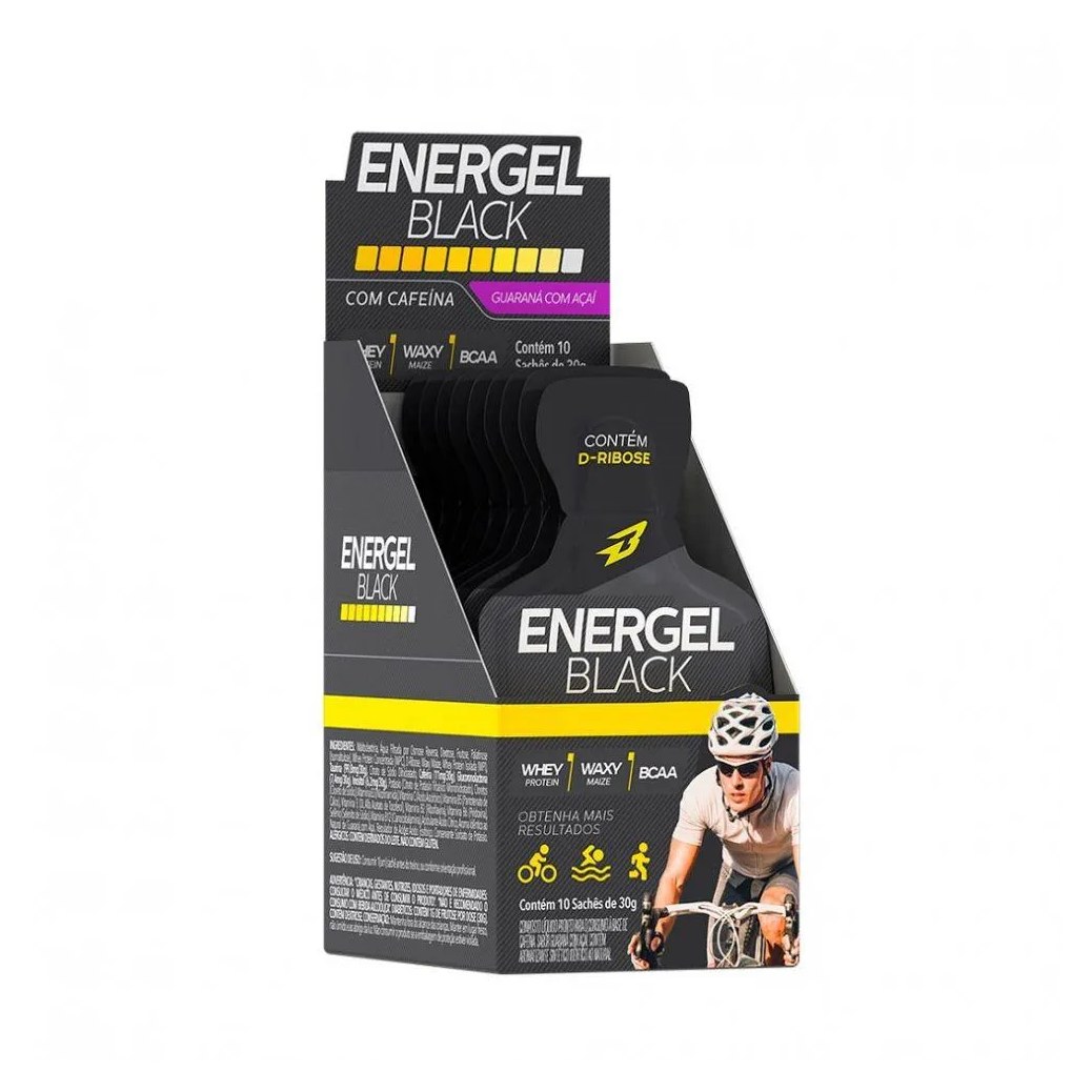 Energel Black Caixa com 10 Sachês (300g) - Sabor: Guaraná E Açai