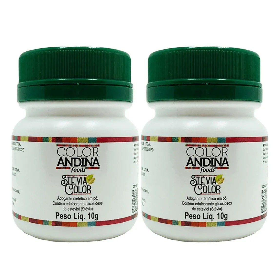 Adoçante Stévia 10g | Color Andina | 100% Natural - 02 Potes