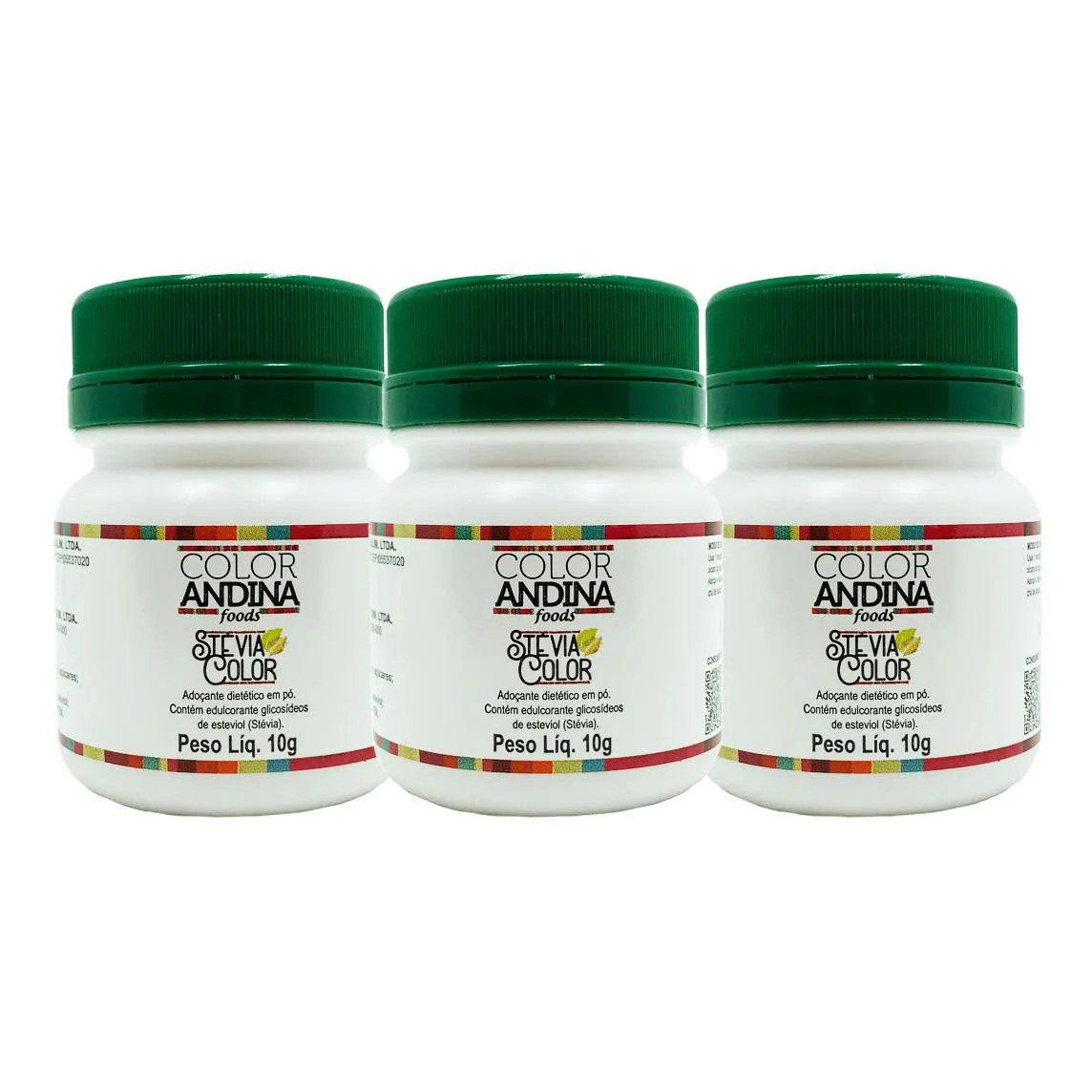 Adoçante Stévia 10g | Color Andina | 100% Natural - 03 Potes