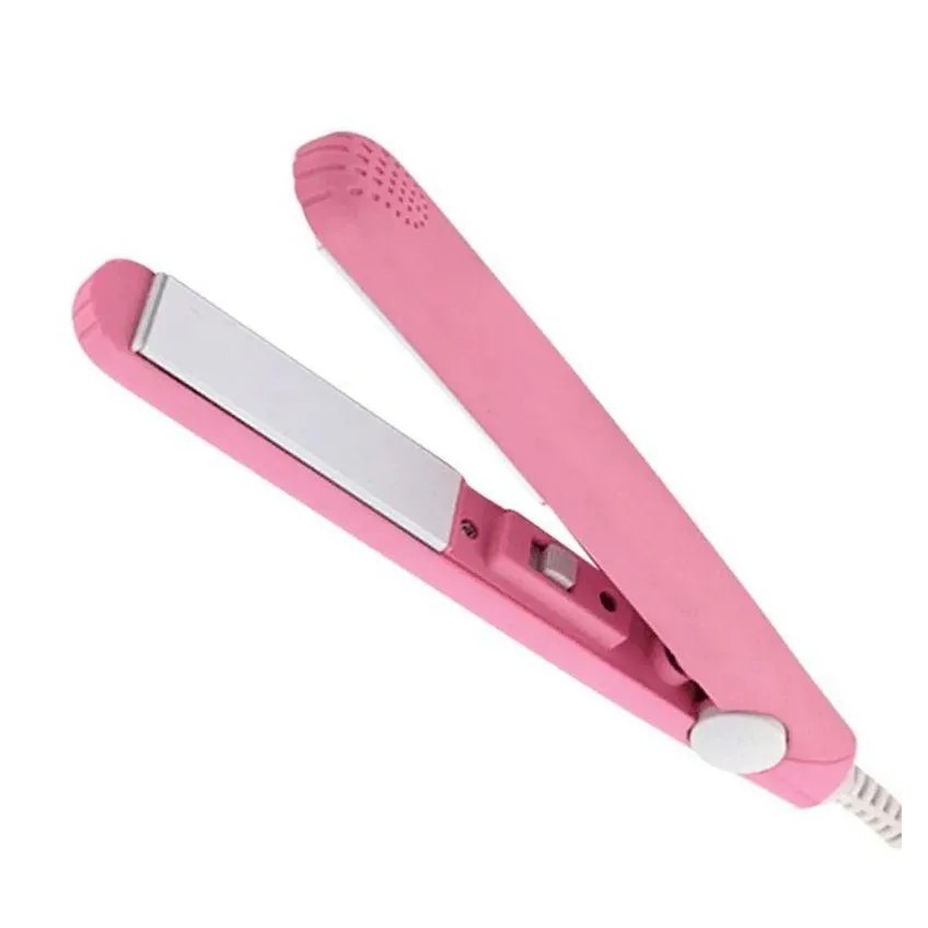 Mini Chapinha Prancha Portátil Viagem 180 Graus 110v - 220v Rosa