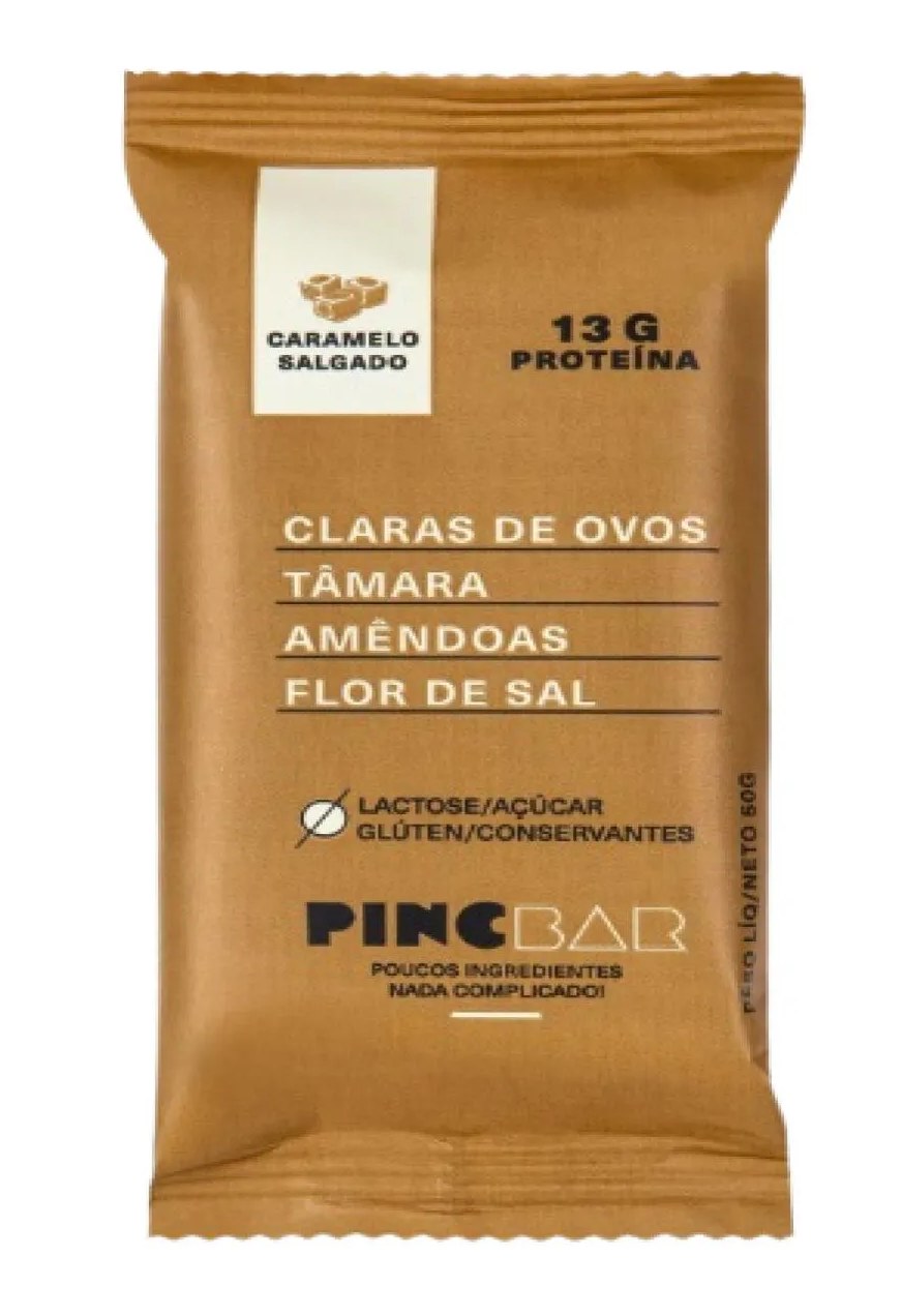 Kit 3x: Barra de Proteína Caramelo Salgado Sem Açúcar Pincbar 50g