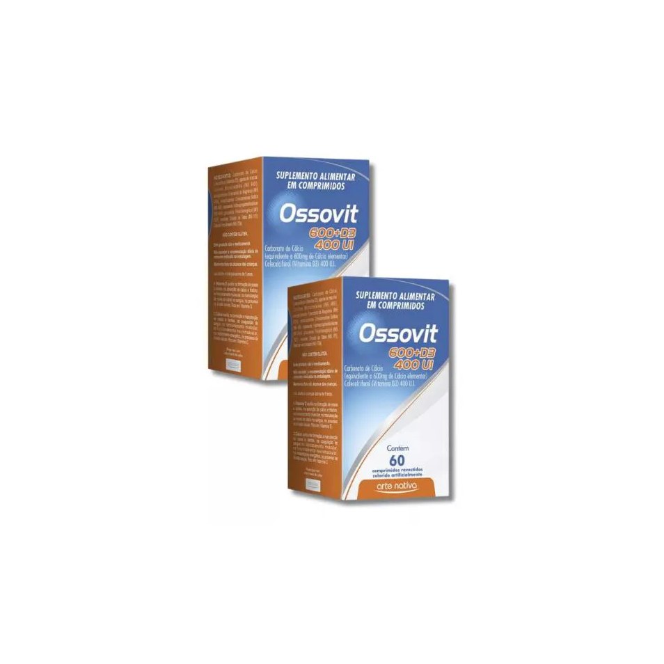 Kit 2 Suplemento Ossovit 600+d3 400 Ui 60cpr Arte Nativa Sabor sem Sabo
