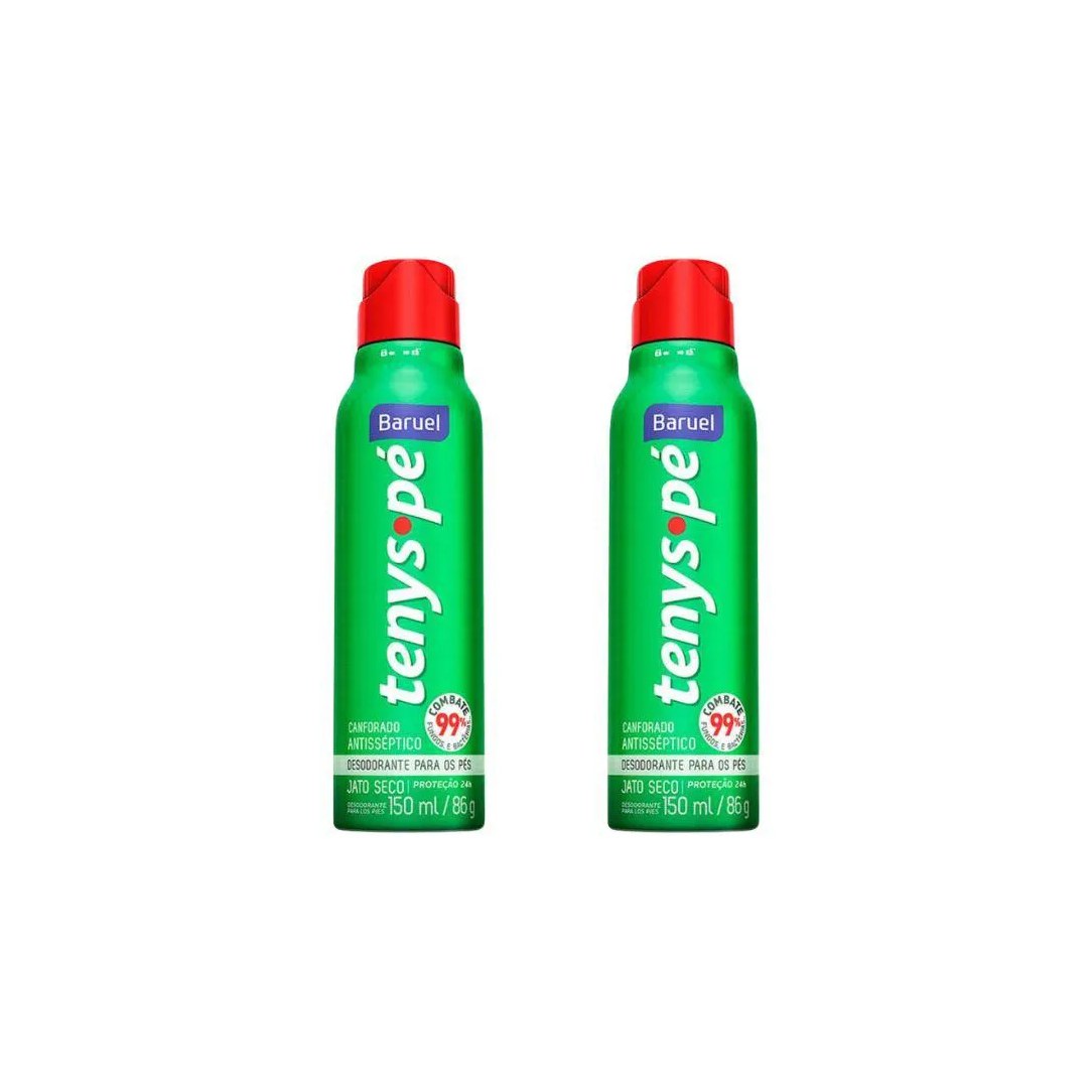 Talco Pes Tenys Pe Baruel Aerossol 150ml Seco Canf - Kit C / 2un
