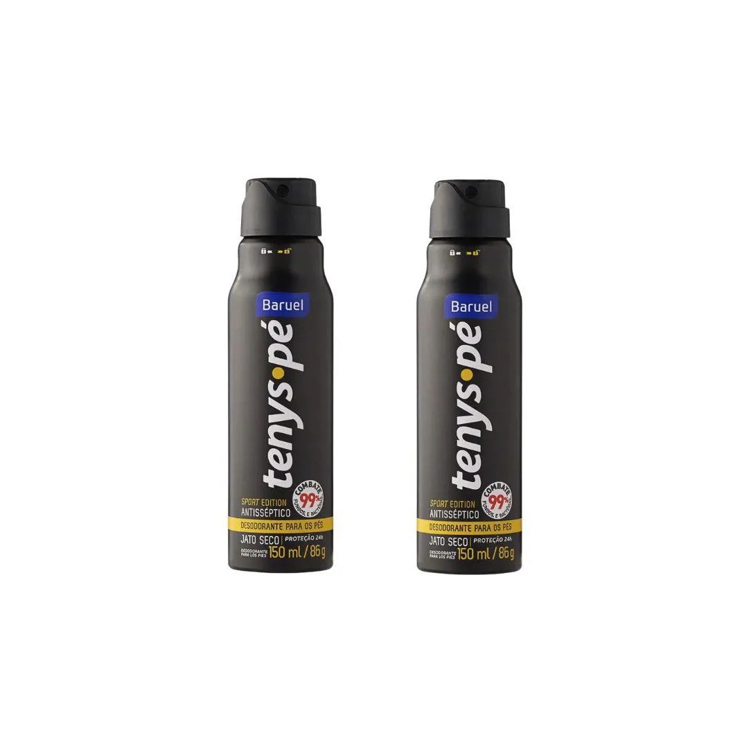 Talco Pes Tenys Pe Baruel Aerossol 150ml Seco Sport - Kit 2un