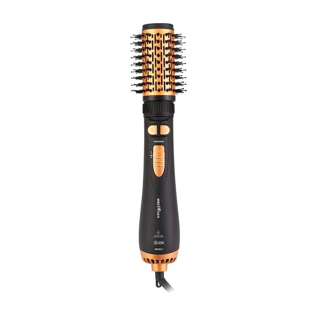 Escova Rotativa Britânia Ber20pd - 3 Temperaturas + 2 Velocidades, Preto/dourado, Bivolt 8