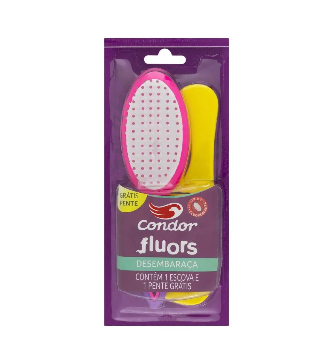 KIT ESCOVA PARA CABELO FLUORS CONDOR GRáTIS PENTE