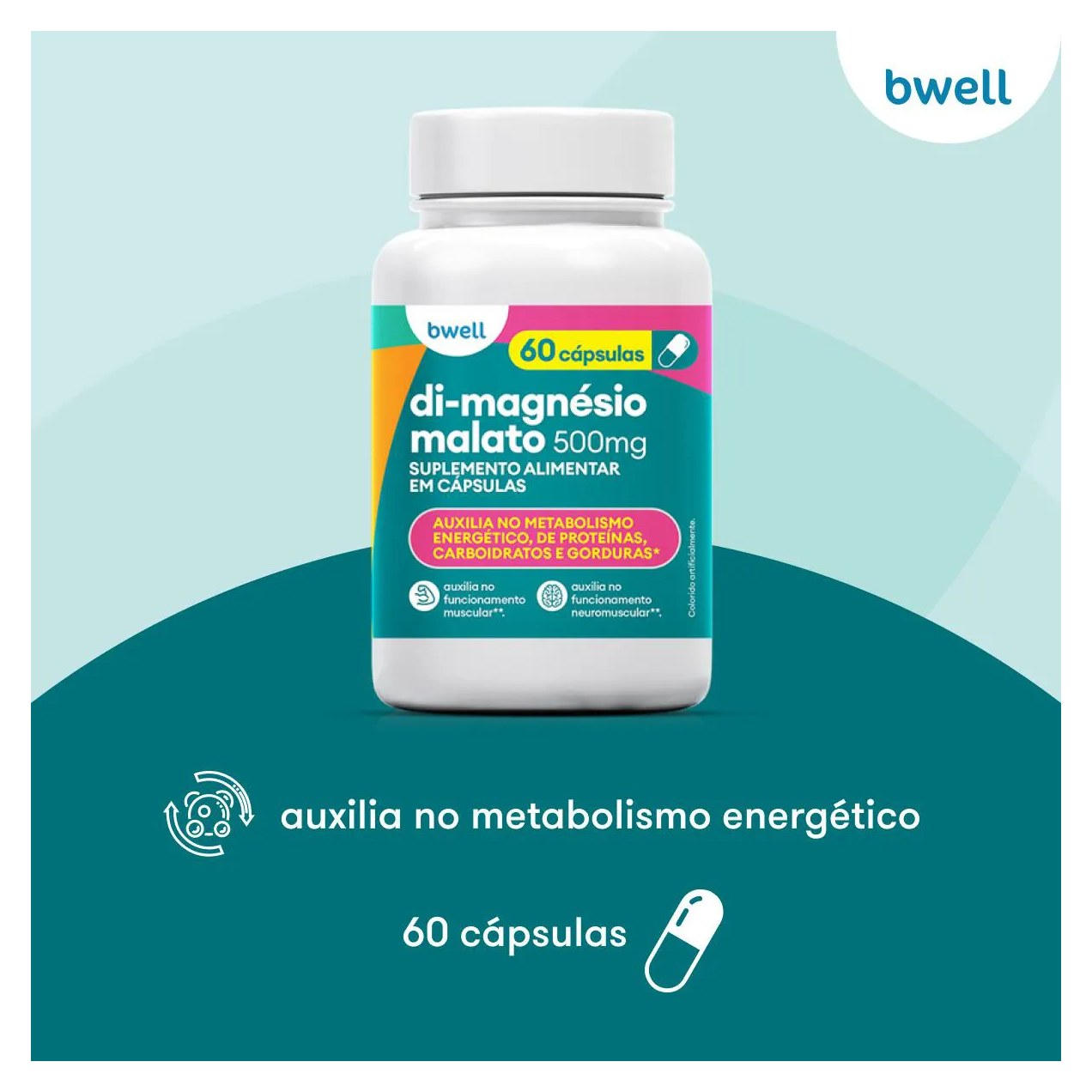 Di-Magnésio Malato 500mg bwell 60 Cápsulas
