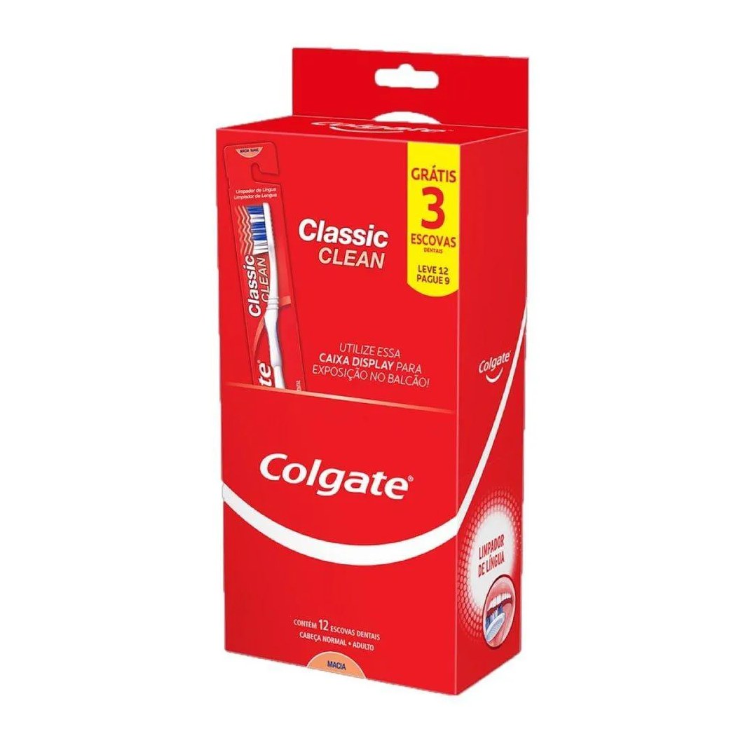 Escova Dental Colgate Classic Clean Macia Leve 12 Pague 9