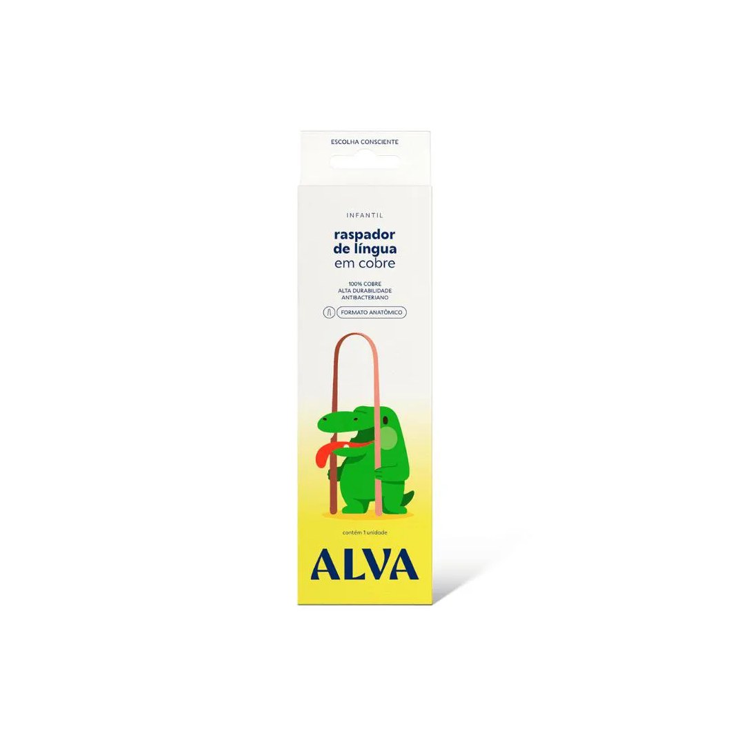 Raspador De Lingua De Cobre Infantil Alva Oral Care