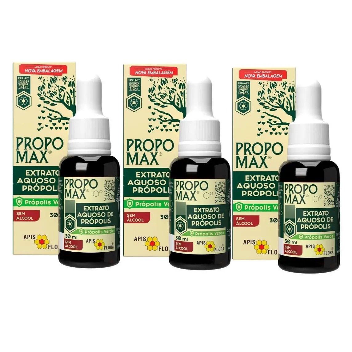 Kit 3x - Extrato de Própolis sem Álcool (aquoso) - 30ml - Apis Flora - Propomax®
