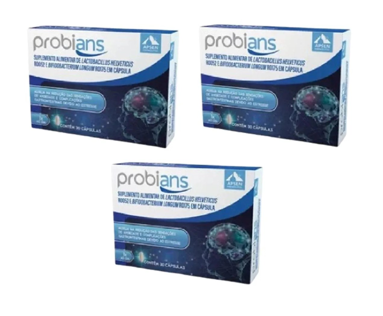 KIT 3 PROBIANS SUPLEMENTO ALIMENTAR LACTOBACILLUS 30 CáPSULAS - APSEN