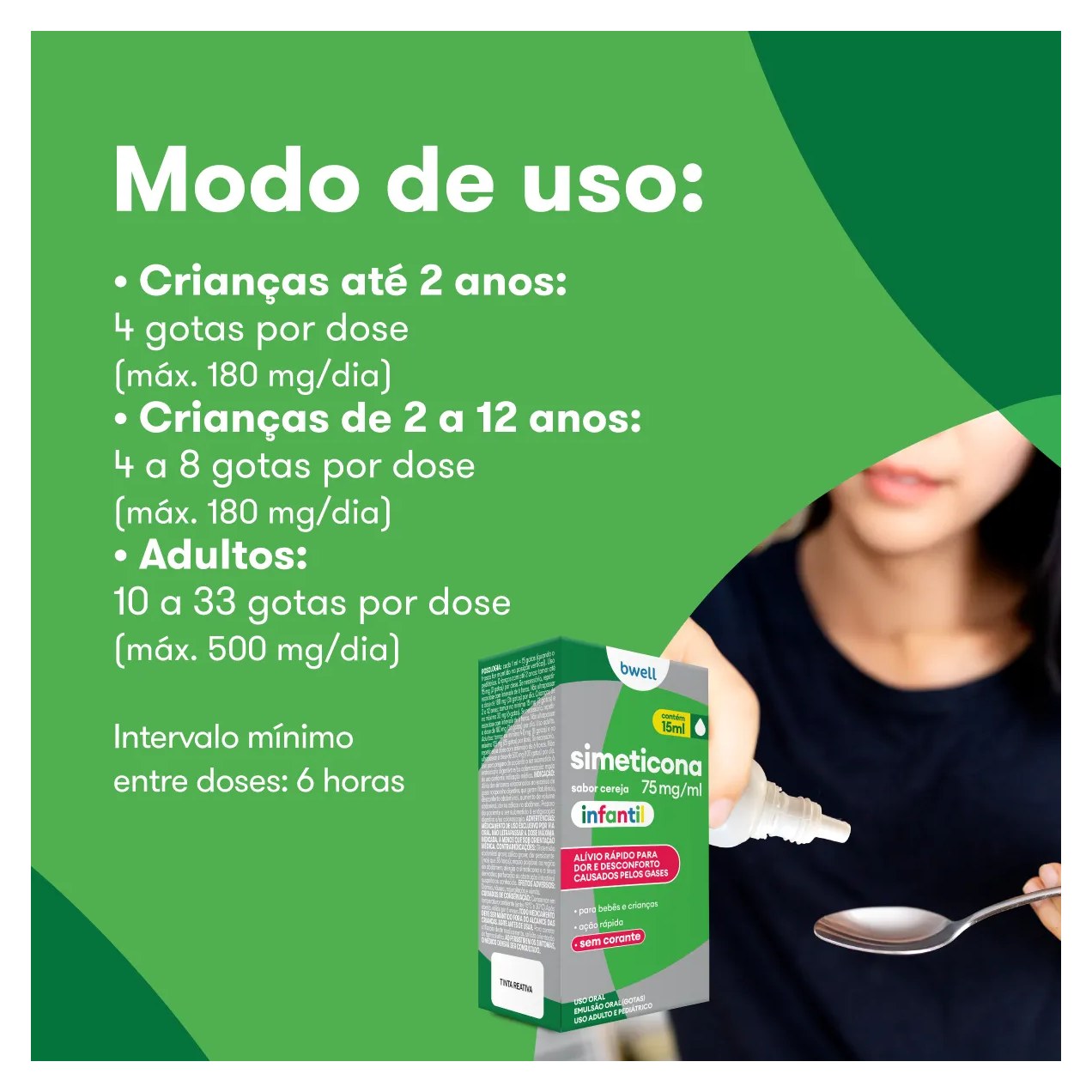 Simeticona bwell Infantil 75mg/ml Sabor Cereja 15ml