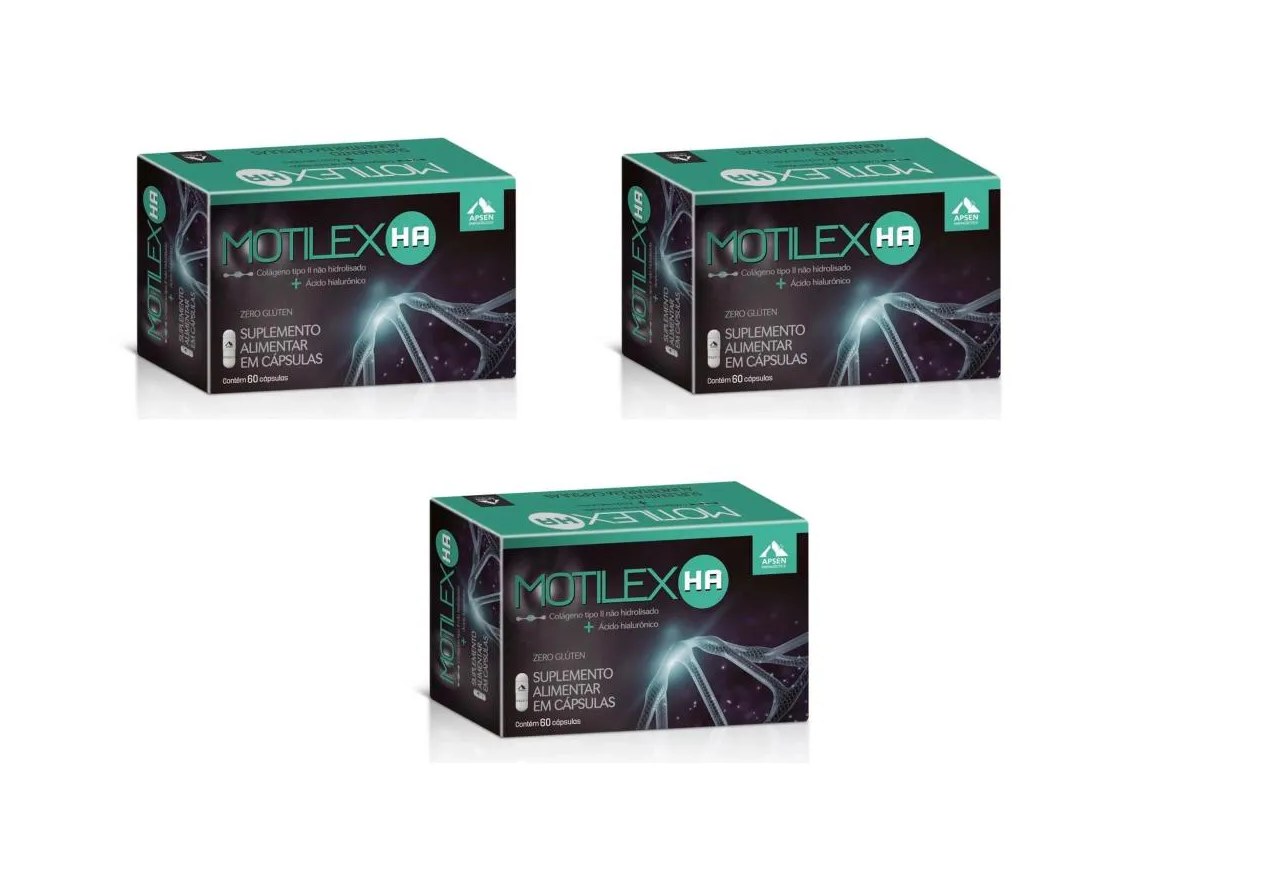 Kit 3 Motilex Ha Apsen Colágeno Tipo 2 + Ácido 60cp