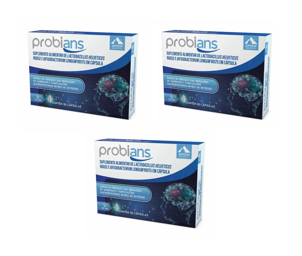 Kit 3 Suplemento Apsen Probians Lactobacillus 30cps