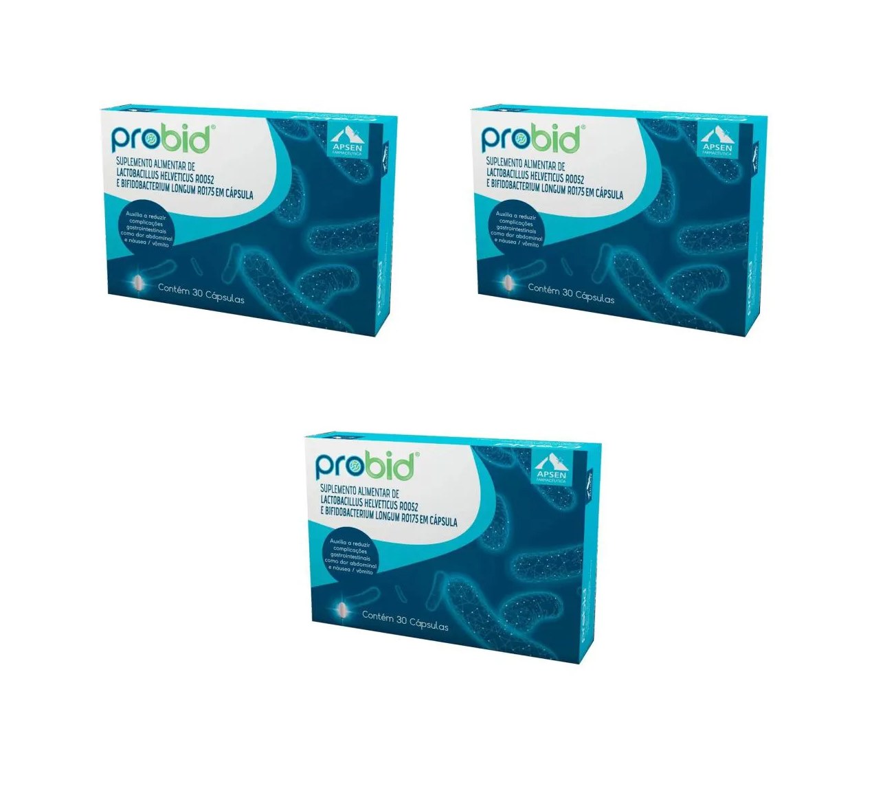 Kit 3 Suplemento Apsen Probid Lactobacillus 30cps